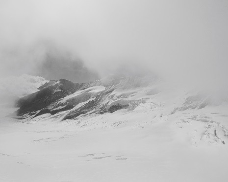 In winter the Lotschental valley Switzerland covered with snow